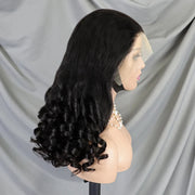 300% Density Chocolate Brown Bouncy Curly Human Hair Wig 13x4 Transparent Loose Wave Lace Frontal Wig for Women Preplucked Remy