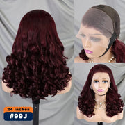 300% Density Chocolate Brown Bouncy Curly Human Hair Wig 13x4 Transparent Loose Wave Lace Frontal Wig for Women Preplucked Remy