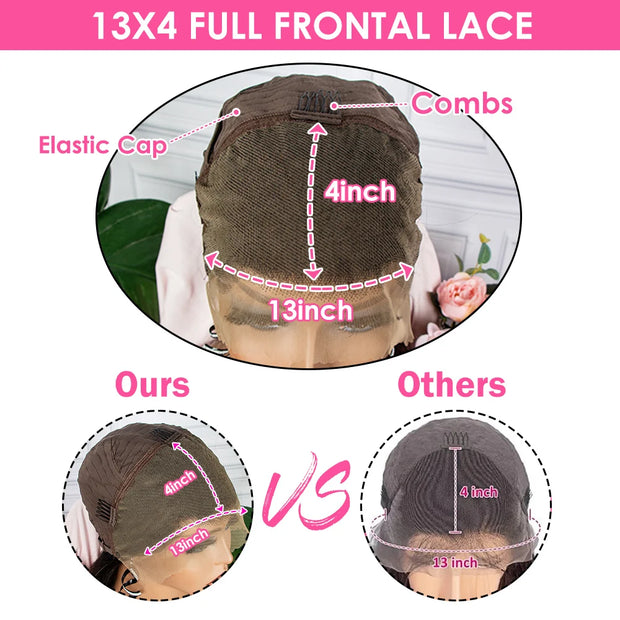 300% Density Chocolate Brown Bouncy Curly Human Hair Wig 13x4 Transparent Loose Wave Lace Frontal Wig for Women Preplucked Remy