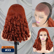 300% Density Chocolate Brown Bouncy Curly Human Hair Wig 13x4 Transparent Loose Wave Lace Frontal Wig for Women Preplucked Remy