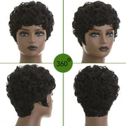 Short Pixie Cut Wigs for Black Women Synthetic Hair Afro Pixie Wig Black Color Short Wigs for Black Women Short Curly