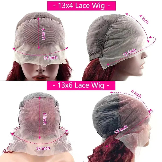 HD 13x4 Burgundy Colored Human Hair wig Body Wave Transparent Lace Front wig Human Hair For Women Per Plucked Lace Frontal Wigs