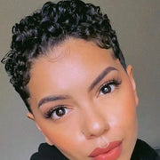 Short Pixie Cut Wigs for Black Women Synthetic Hair Afro Pixie Wig Black Color Short Wigs for Black Women Short Curly
