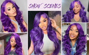 Dark Purple Body Wave Human Hair Wigs 13x4 HD Lace Frontal Human Hair Wig 200% Colored Body Wave Lace Front Wig For Women