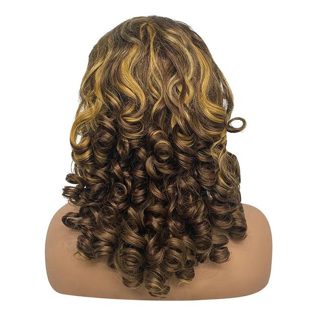 300% Density Chocolate Brown Bouncy Curly Human Hair Wig 13x4 Transparent Loose Wave Lace Frontal Wig for Women Preplucked Remy
