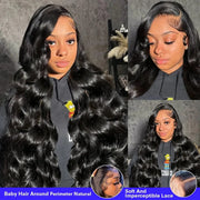 Body Wave Human Hair Wigs 13x6 Hd Lace Frontal Wigs 220 Density 40 Inch For Black Women Pre Plucked Loose Wave Lace Frontal Wig