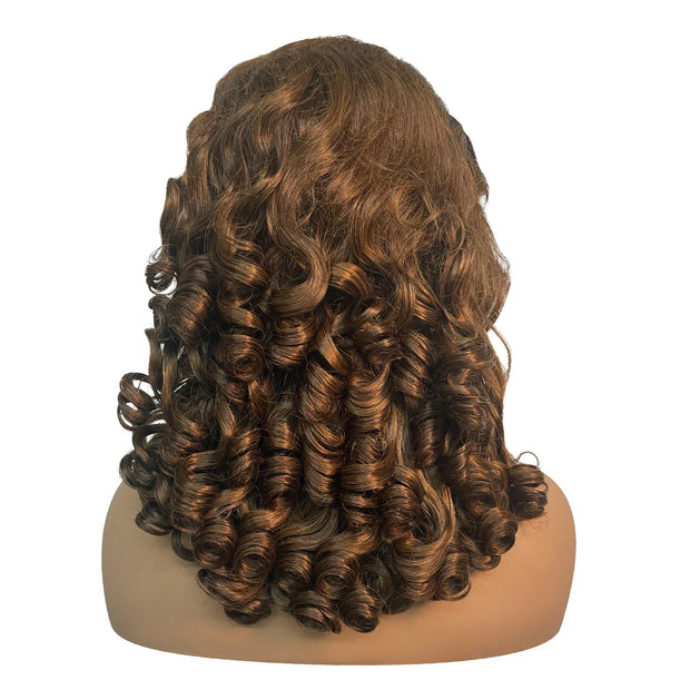 300% Density Chocolate Brown Bouncy Curly Human Hair Wig 13x4 Transparent Loose Wave Lace Frontal Wig for Women Preplucked Remy