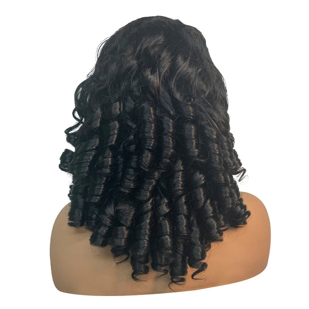 300% Density Chocolate Brown Bouncy Curly Human Hair Wig 13x4 Transparent Loose Wave Lace Frontal Wig for Women Preplucked Remy