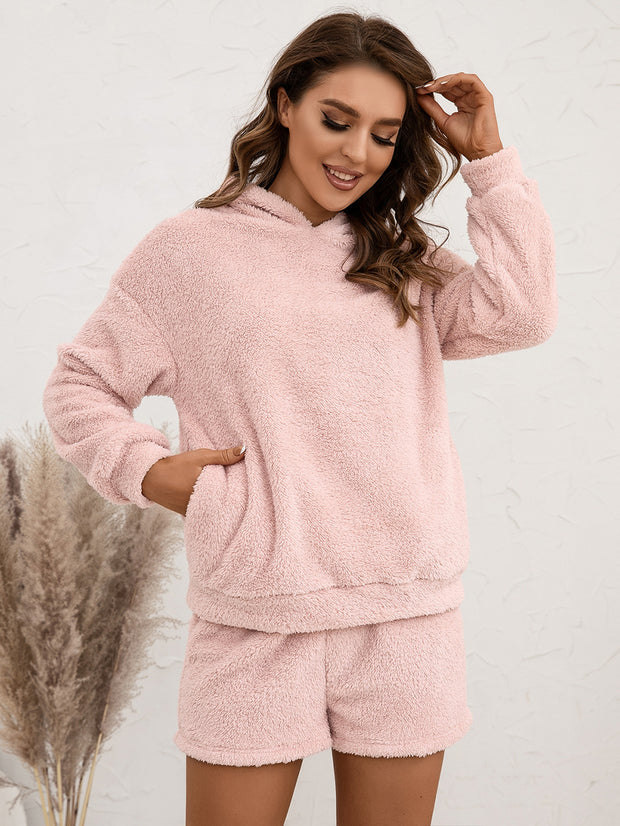 Casual Loungewear Double-sided Plush Two-piece Set Women