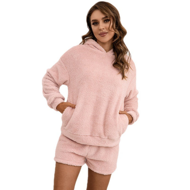 Casual Loungewear Double-sided Plush Two-piece Set Women