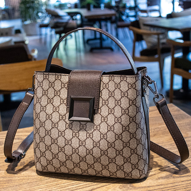 Women''s Bag 2021 New Fashion Printing Large Capacity Bucket Bag Temperament One Shoulder Handbag Versatile Cross Bag Trend