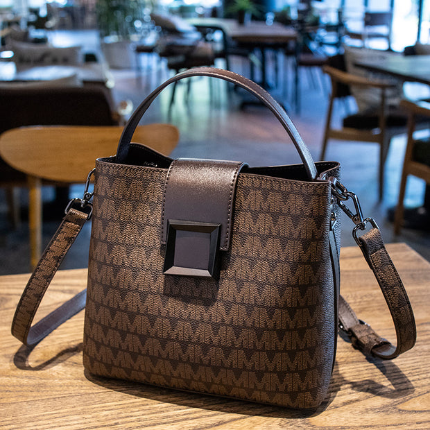 Women''s Bag 2021 New Fashion Printing Large Capacity Bucket Bag Temperament One Shoulder Handbag Versatile Cross Bag Trend