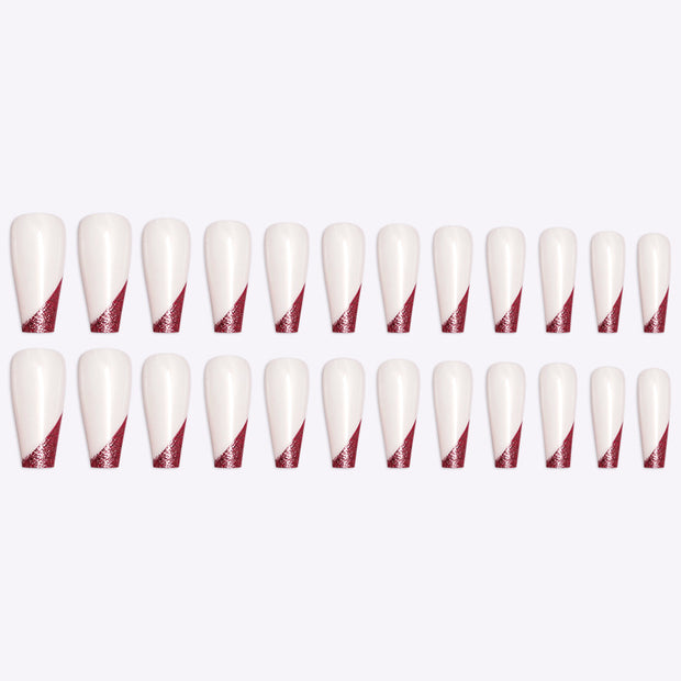 Wearing Nails, Rose Gold And Beveled Edge French Manicure, Long Ballet Nails, Fake Nails, Finished Products, Boxed