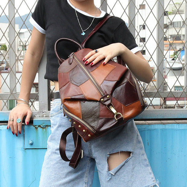 Backpack Women's Head Layer Cowhide Willow Nails