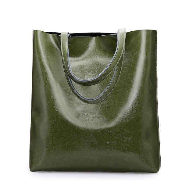 Cowhide Handbags, Fashion Ladies' Bags, Simple Tote Bags, Large-capacity Fashion Handbags