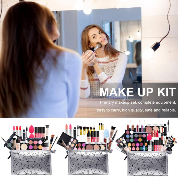 ALL IN ONE Makeup Kit Eyeshadow Eyeliner Foundation Cream Makeup Bag Concealer Lipstick Brush Make Up Kit With Makeup Bag