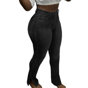 Stretch Elastic Skinny Bodycon Jeans Split Fitness Trousers Women Party Club Pants