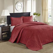 100% Polyester Solid Reversible Bedspread Set 848