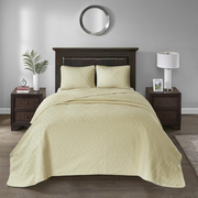 100% Polyester Solid Reversible Bedspread Set 848