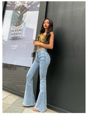 Women Skinny Flared Wide-Leg Long Jeans