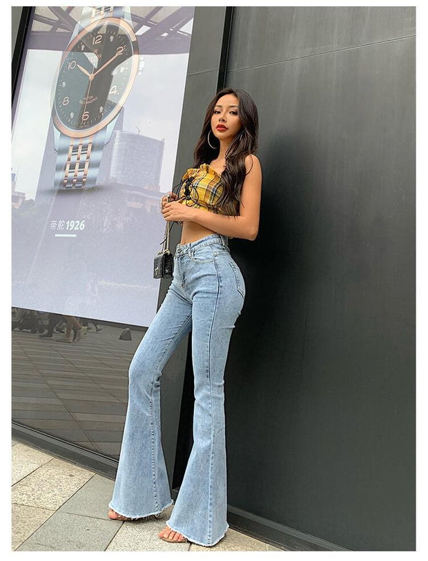 Women Skinny Flared Wide-Leg Long Jeans