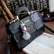 Women Bags2021 New Nine Square Grid Stitching Shoulder Bag European And American Woolen Bear Hair Ball Handbag Messenger Bag