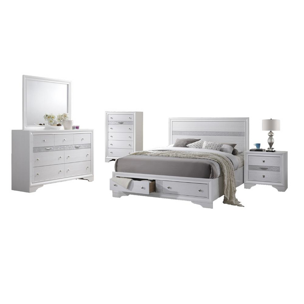 Catherine White 5 Piece Bedroom Set, Full