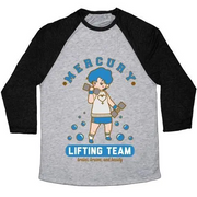 MERCURY LIFTING TEAM PARODY WHITE UNISEX TRI-BLEND BASEBALL TEE