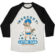 MERCURY LIFTING TEAM PARODY WHITE UNISEX TRI-BLEND BASEBALL TEE
