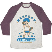 MERCURY LIFTING TEAM PARODY WHITE UNISEX TRI-BLEND BASEBALL TEE