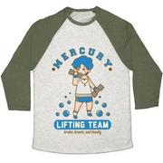 MERCURY LIFTING TEAM PARODY WHITE UNISEX TRI-BLEND BASEBALL TEE