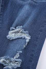 High-Rise Distressed Hem Detail Jeans