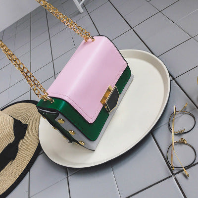 The new summer chain lock small package all-match Korean fashion color small single shoulder bag handbag slung bag