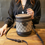 Female leather cylinder handbag