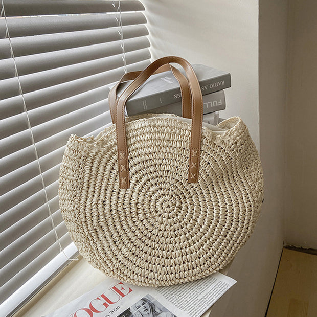 Casual Hollow Out Large Capacity Handbag Totes Handmade Straw Shoulder Bags For Women Big Travel Beach Bag Pack