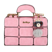 Women Bags2021 New Nine Square Grid Stitching Shoulder Bag European And American Woolen Bear Hair Ball Handbag Messenger Bag