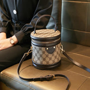 Female leather cylinder handbag