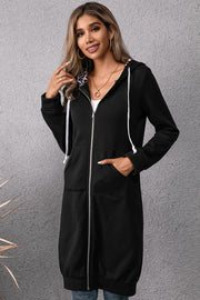 APsavings Leopard Spliced Drawstring Zip Up Hoodie Dress