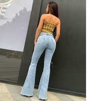 Women Skinny Flared Wide-Leg Long Jeans