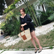 Handbag round straw bag