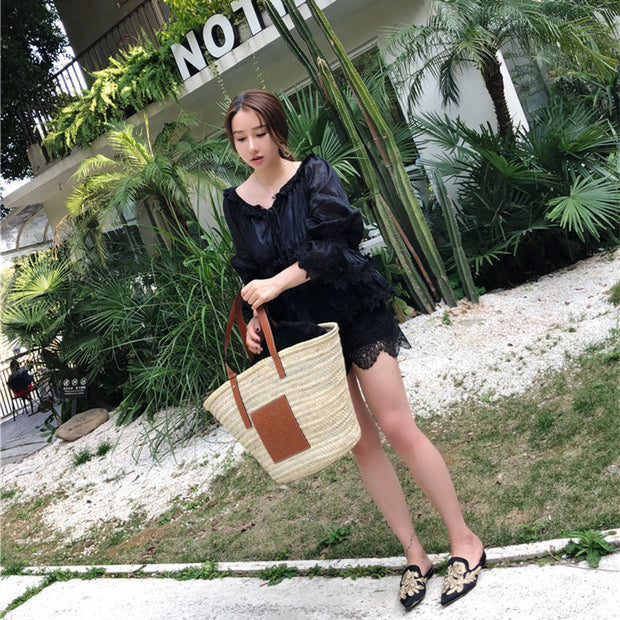 Handbag round straw bag