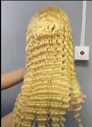 Blonde deep wave 26inch 150density 13*4 lace full frontal wig (26' Only)