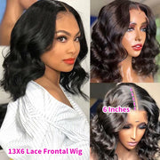 Body Wave 13x6 Lace Frontal Wigs Human Hair Short Bob Wig 13x4 Closure Wig 180 Density For Black Women Brazilian Remy Hair
