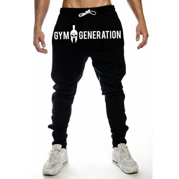 Black Joggers Sweatpants Men Cotton Print Casual Pants Gym Fitness Slim Drawstring Trousers Male Sportswear Running Track pants
