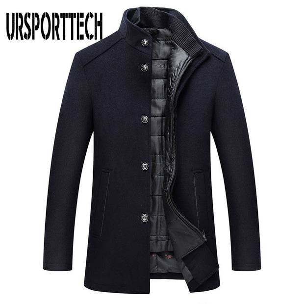 Winter Warm Wool Blend Coat Men Thick Overcoats Topcoat Mens Single Breasted Jackets And Coats With Adjustable Vest Men&#39;s Coat