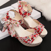 Women Sandals Dot Bowknot Design Platform Wedge Female Casual High Increas Shoes Ladies Fashion Ankle Strap Open Toe Sandals