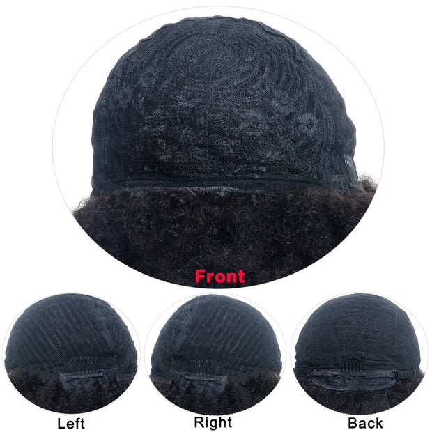 Short Afro Wig Brazilian Human Hair Wigs for Woman Remy Glueless Afro Kinky Curly Wig 150% Density Natural Color Remy Yepei Hair