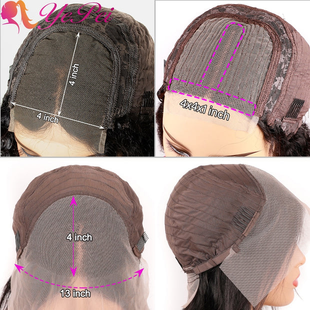 13x4 Deep Wave Lace Front Wig Brazilian Lace Frontal Human Hair Wigs Pre Plucked Remy Hair 4x4 Lace Closure Wig 30 Inch