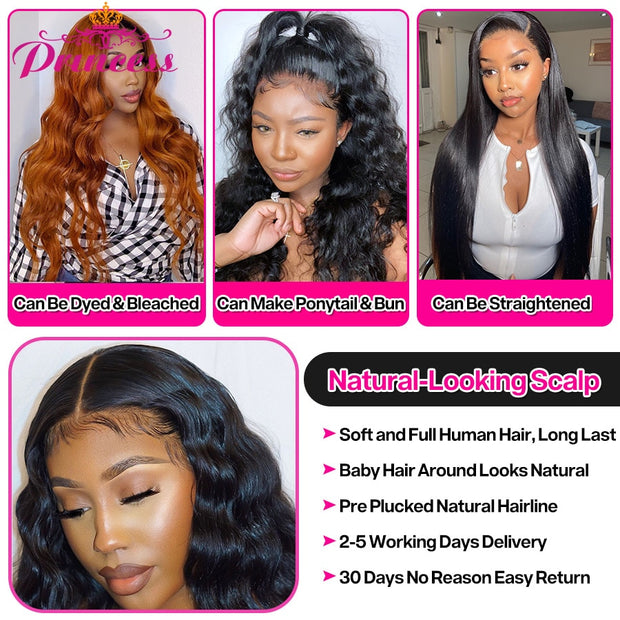 Beautiful Princess Brazilian Loose Deep Wave Wig For Women Lace Front Human Hair Wigs Pre Plucked With Baby Hair