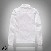 New Fashion Men Denim Jacket Cowboy White Jeans Jacket Men Casual Slim Fit Jeans Jacket Cotton Coat OUTWEAR Male Clothes